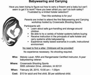 Baby wearing and gun carrying