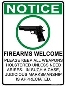 Firearms Welcome sign