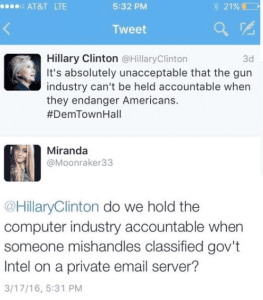 Tweet about Hillary Clinton
