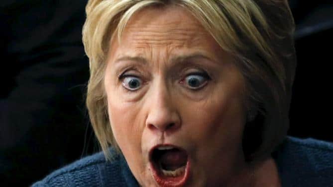 Hillary Clinton's mouth open.