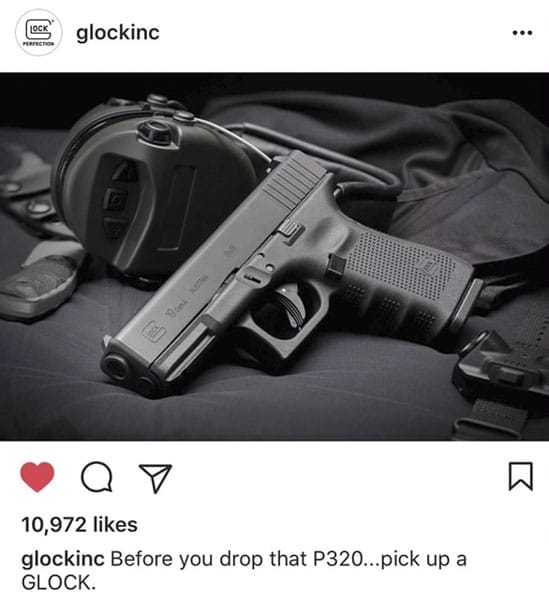 A picture of a glock on an Instagram page.