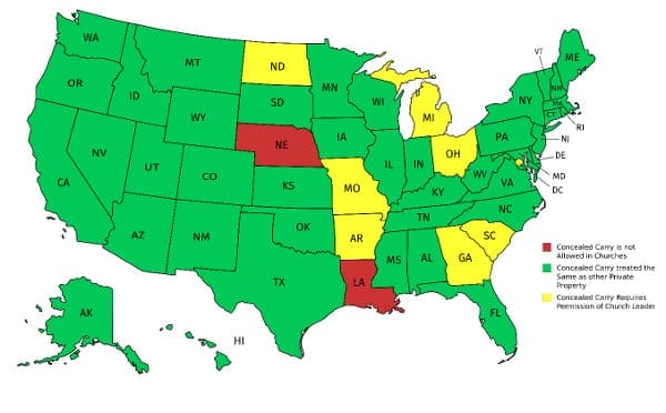 church concealed carry state map
