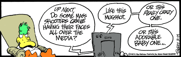 political cartoon about mass shooters craving media attention