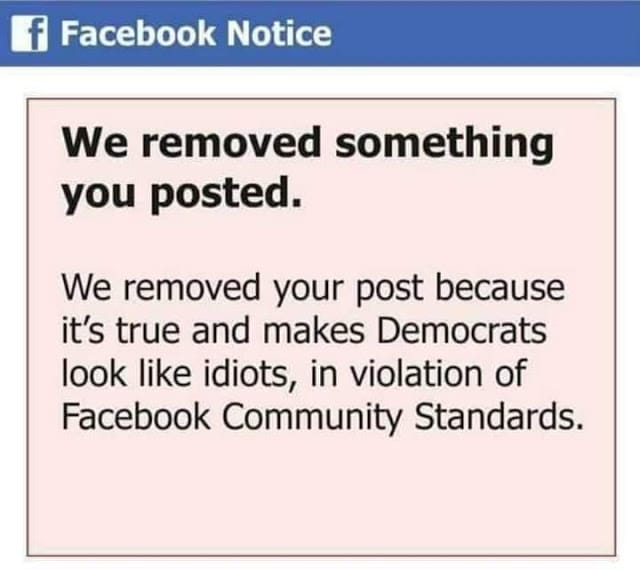 Fakebook removal message