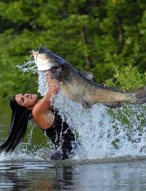 woman hand grabbing catfish
