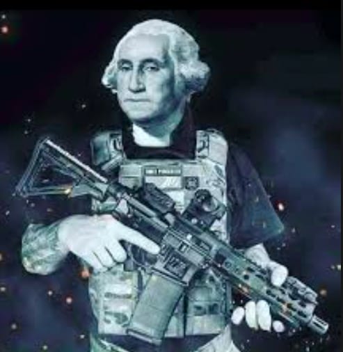 George Washington holding an AR15