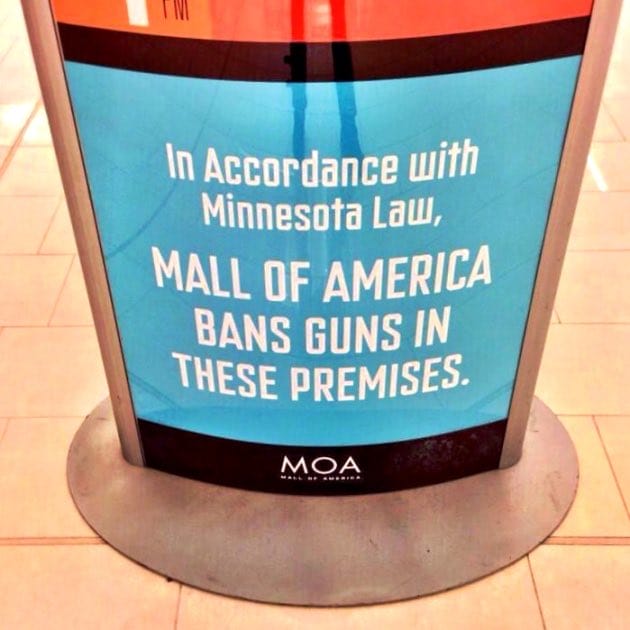 Mall of America gun ban sign