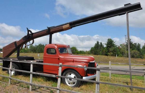 Huge rifle on truck