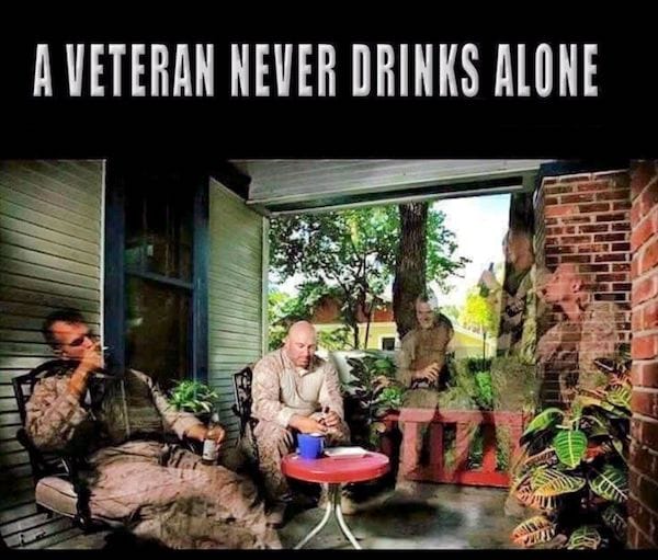 a veteran never drinks alone
