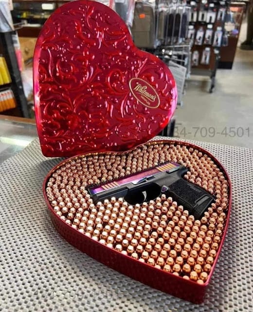 Valentine's day candy with handgun